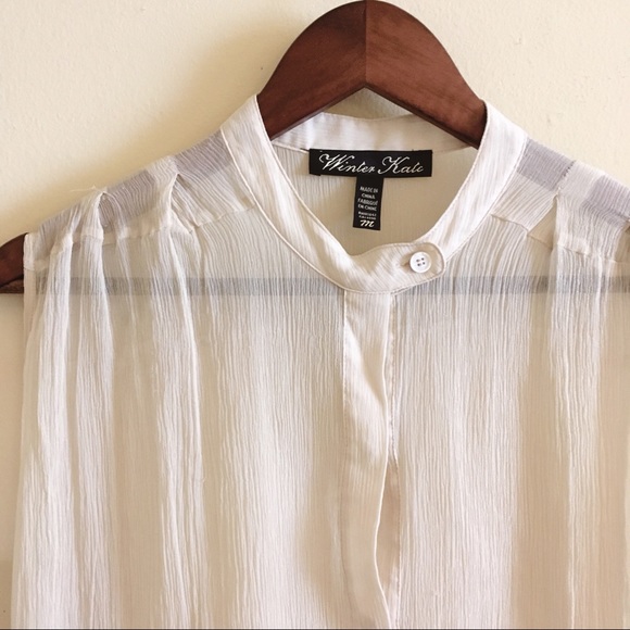 Winter Kate Chiffon Sleeveless Blouse Cream M - Picture 3 of 7